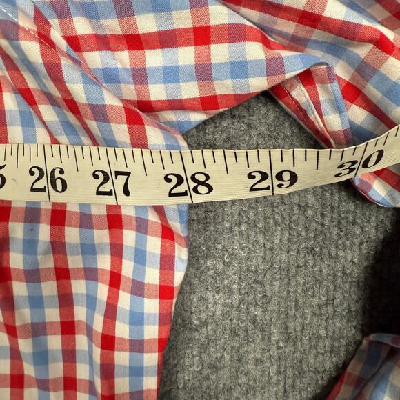 Tailorbyrd Mens Size 2XLT Gingham Button Up Shirt Red Blue Cotton Long Sleeves - Picture 6 of 9